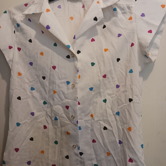 Heart Print Button Down - Picture 3 of 6